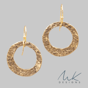 Hammered Dangle Circle Bronze Earrings by MK Designs