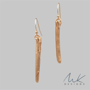 Skinny Bronze Bar earrings by MK Designs
