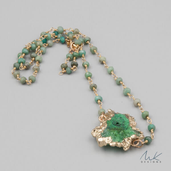 Green Amazonite and Druzy Necklace by MK Designs