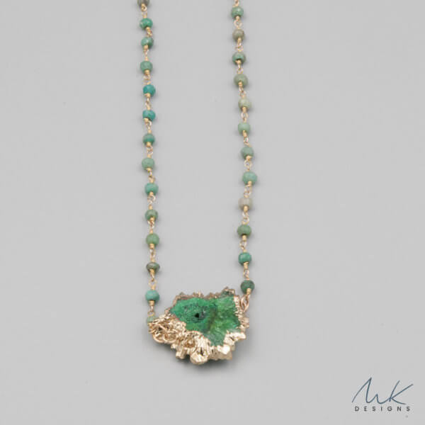 Green Amazonite and Druzy Necklace by MK Designs