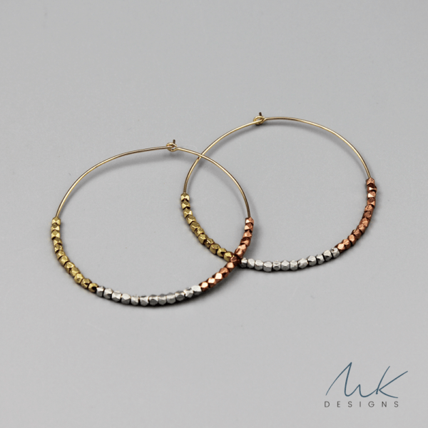 Triple Metallic Hoop Earrings by MK Designs