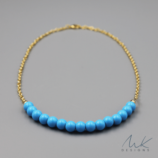 Gold Turquoise Necklace by MK Designs