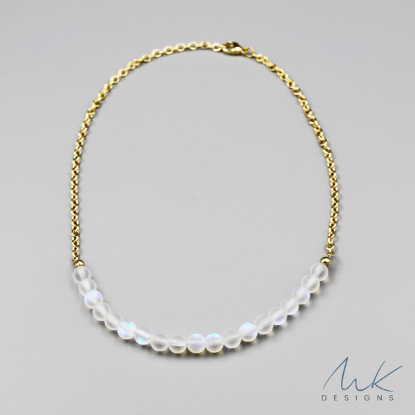 Gold Rainbow Moonstone Opalite Necklace by MK Designs