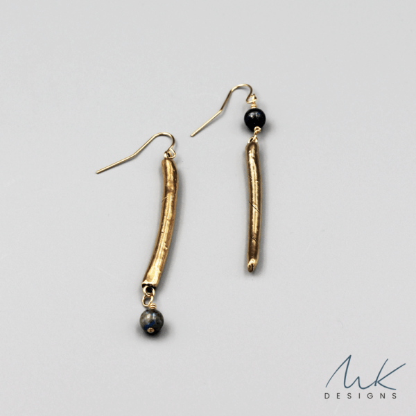 Assymetrical Bronze Bar Earrings by MK Designs