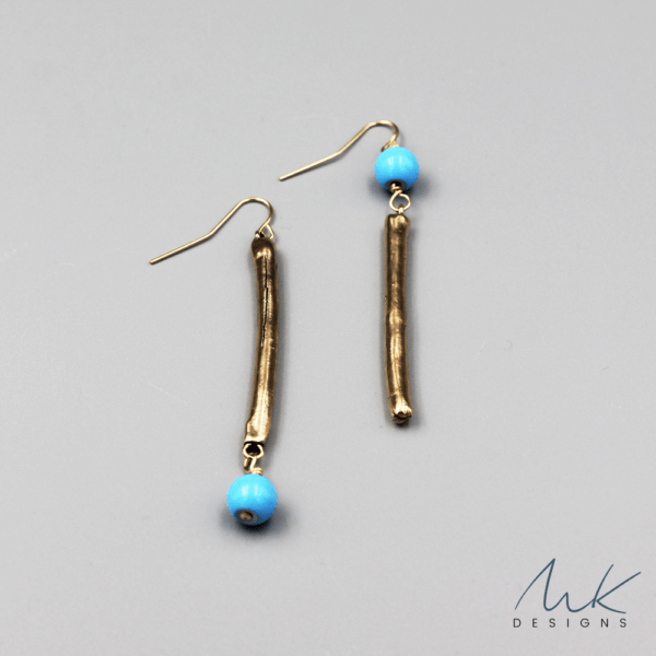 Assymetrical Bronze Bar Earrings byMK Designs