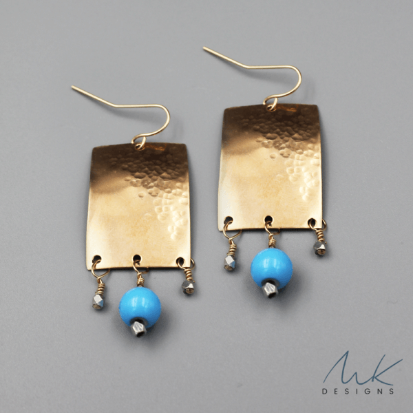 Bronze Rectangle Hammered Earrings by MK Designs