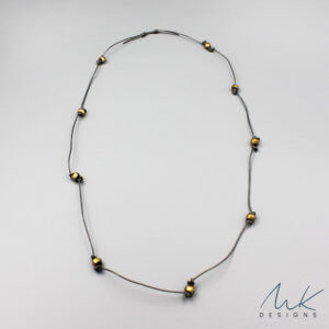 Gray Leather African Bead Necklace by MK Designs