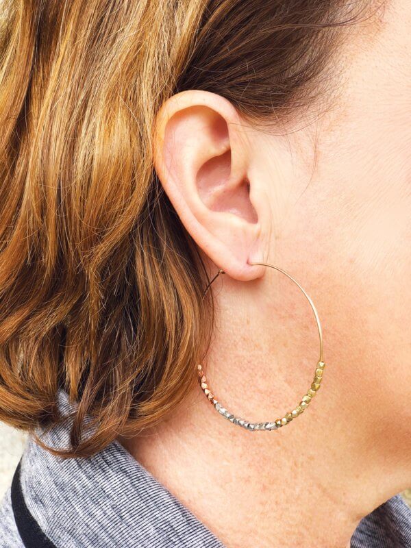 Triple Metallic Hoop Earrings by MK Designs