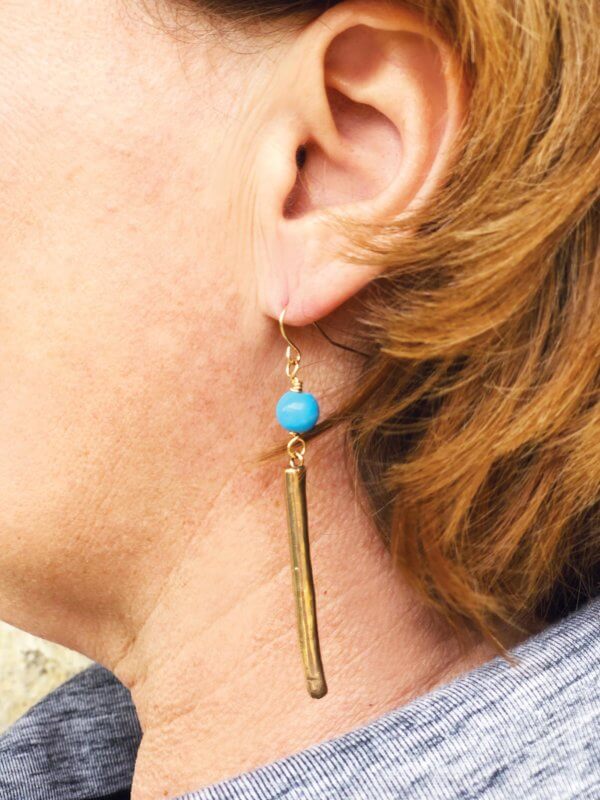 Assymetrical Bronze Earrings by MK Designs
