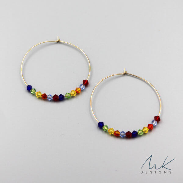 Rainbow Crystal Hoop Earrings by MK Designs