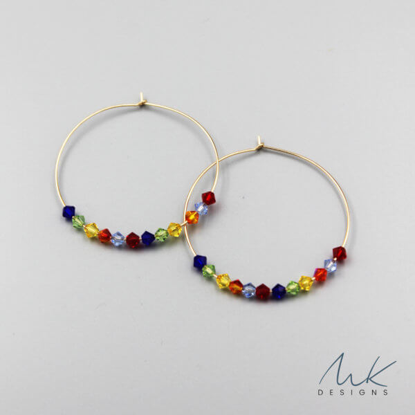 Rainbow Crystal Hoop Earrings by MK Designs