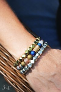 Bronze Mixed Druzy Agate and Large Sparkly Metallic Bracelet Set