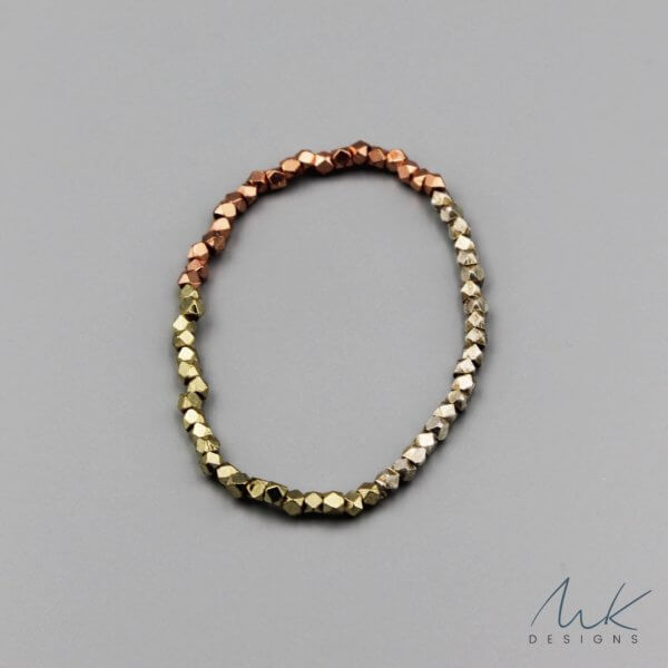 Sparkly Metallic Stretch Bracelet in Copper, Silver and Brass