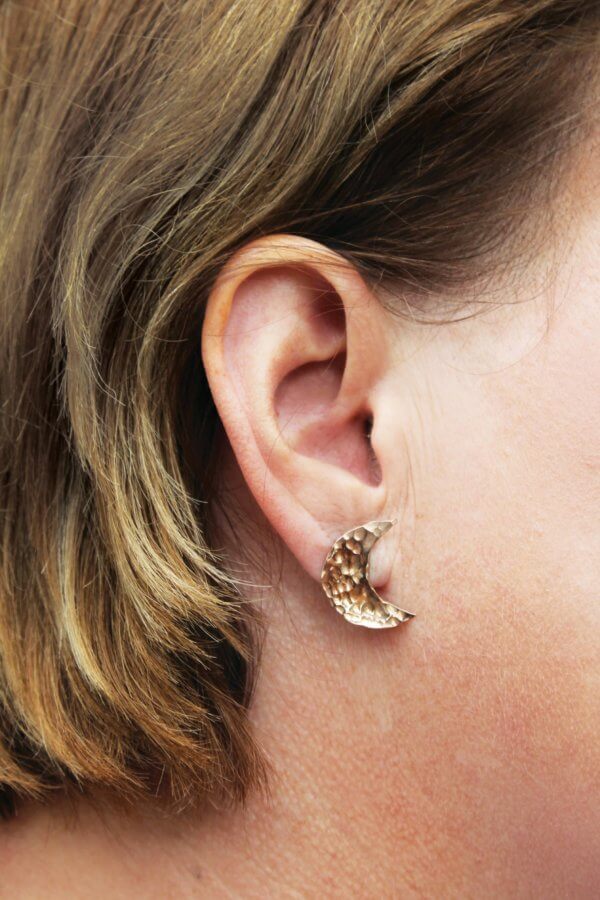 Bronze Moon Stud Earrings by MK Designs