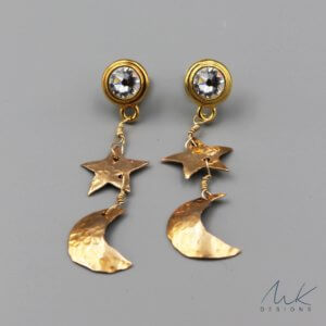 Bronze Clear Crystal Celestial Earrings