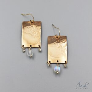 Bronze Rectangle Hammered Earrings by MK Designs