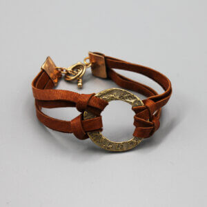 Bronze Circle Leather Bracelet by MK Designs