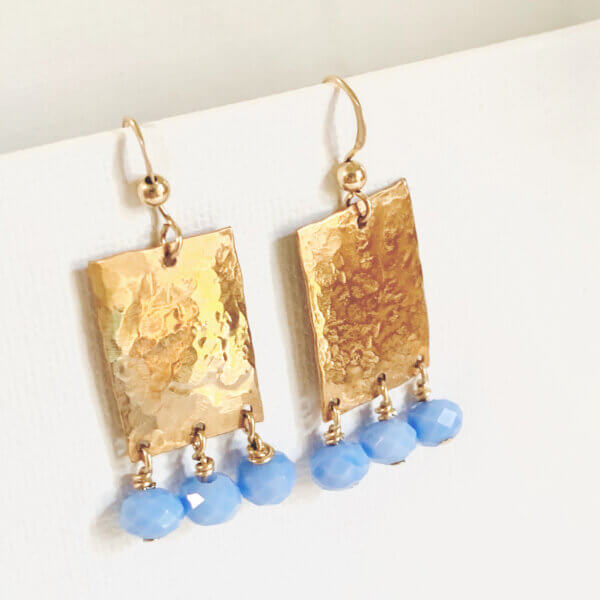 Hammered Bronze Periwinkle Earrings by MK Designs