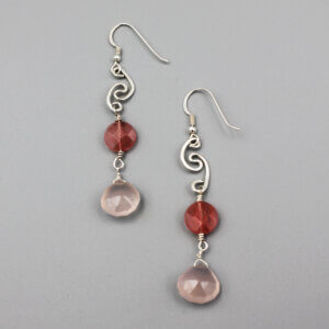 Assymetrical Sterling Pink Earrings