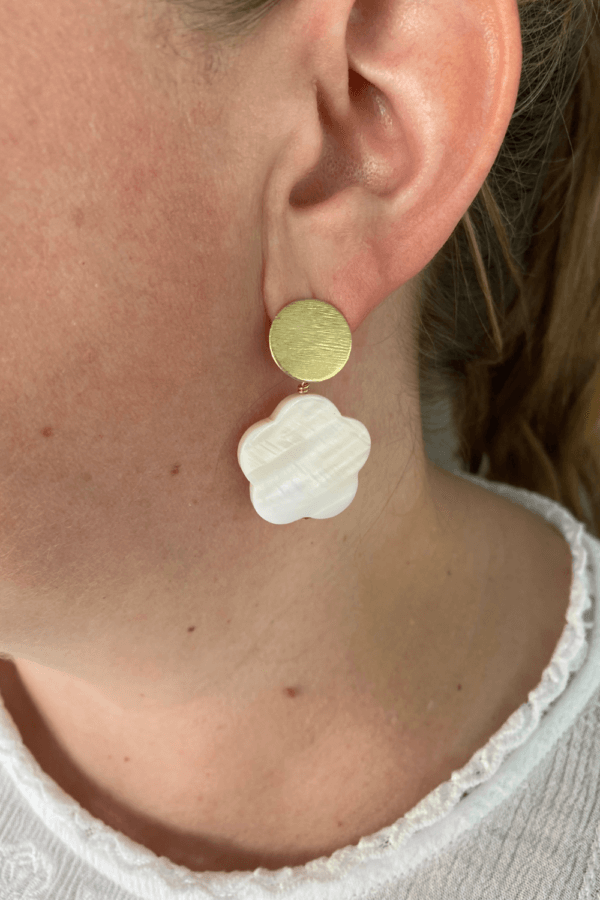 Pearl Flower Drop Earrings by MK Designs