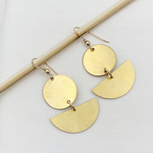 Circle and Half Moon Geometric Earrings by MK Designs