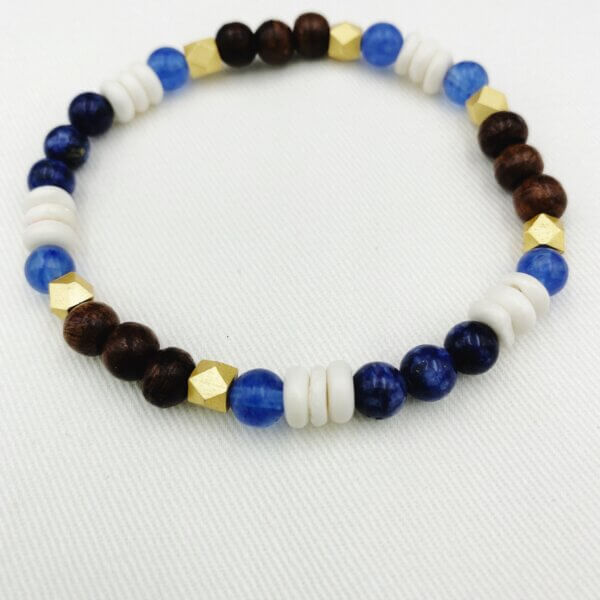 Blue, Brown and Gold Mixed Bracelet