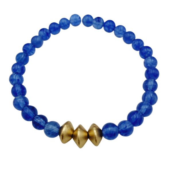 Blue and Gold Wooden Bracelet