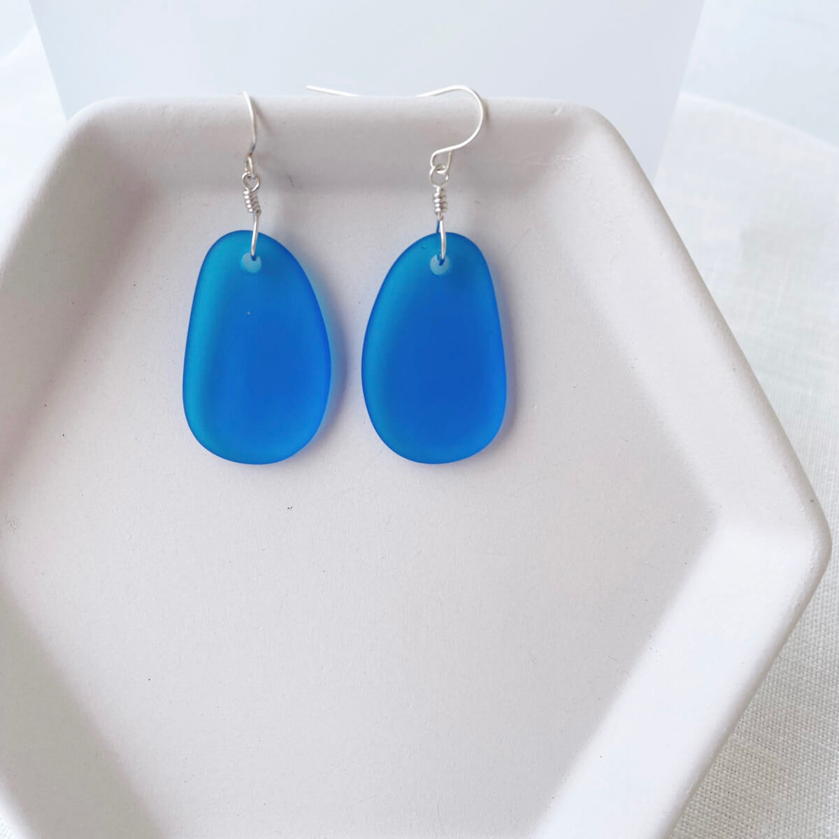 Sky Blue Seaglass Earrings  Seaside Jewellery  Sand and Seagulls