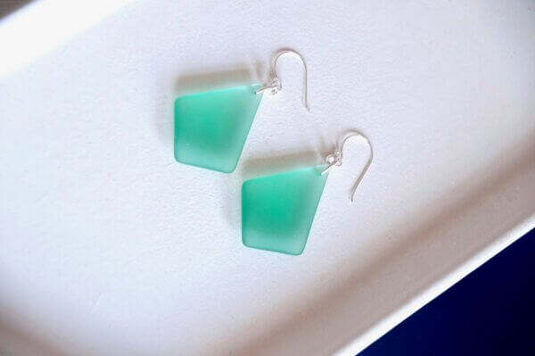 Diamond Sea Glass Earrings by MK Designs