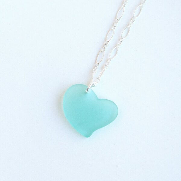 Sea Foam Heart Sea Glass Necklace