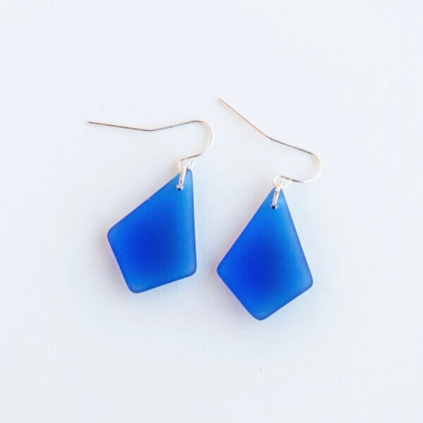 Small Diamond Sea Glass Earrings by MK Designs