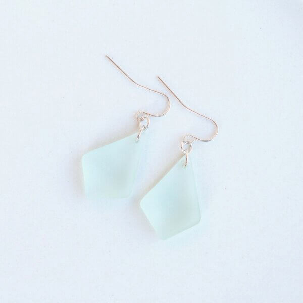 Small Diamond Sea Glass Earrings