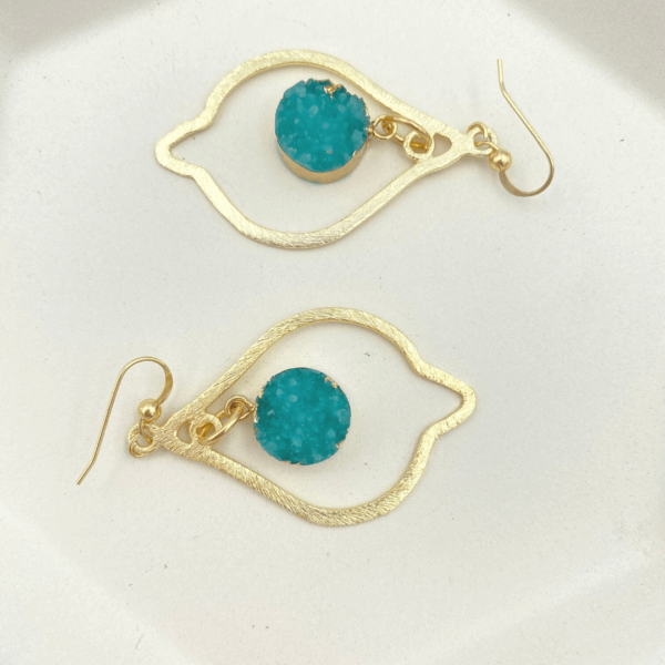 Turquoise Petal Druzy Earrings