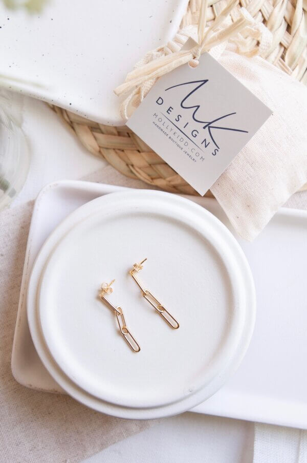 Paper Clip Chain Earrings by MK Designs