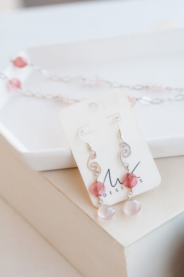 Assymetrical Sterling Pink Earrings by MK Designs