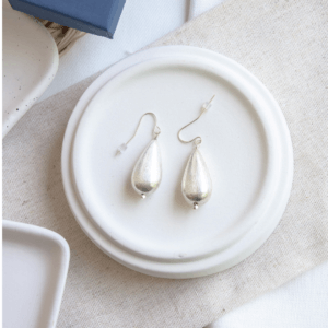 Silver Rain Drop Earrings by MK Designs
