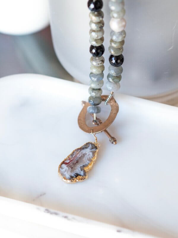 Gemstone Druzy Necklace by MK Designs