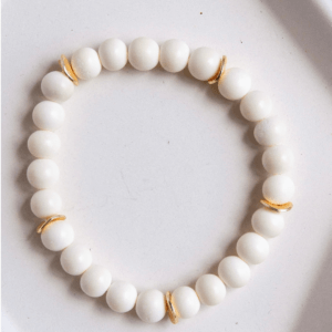 Matte White and Gold Bracelet by MK Designs