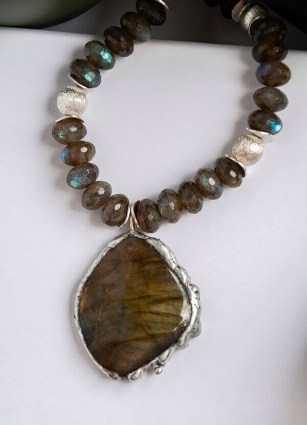 Labradorite and Silver Pendant Necklace by MK Designs