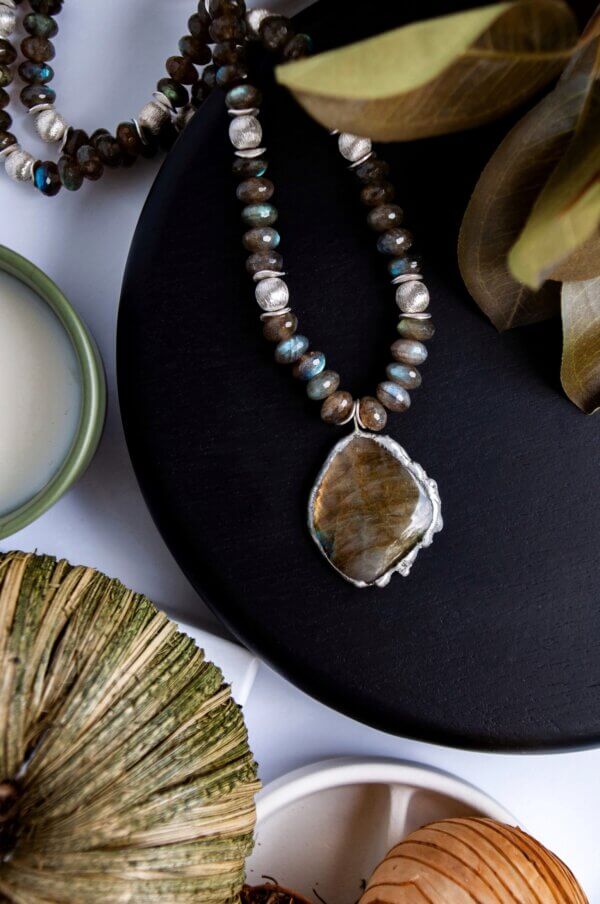 Labradorite and Silver Pendant Necklace by MK Designs
