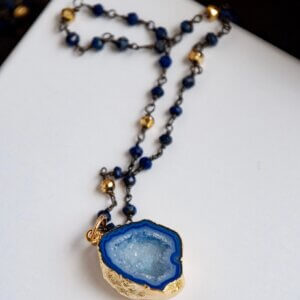 Blue Druzy Necklace by MK Designs