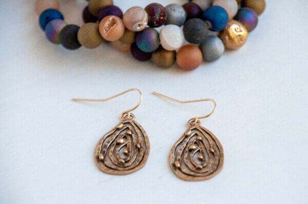 Bronze Swirl Drop Earrings by MK Designs