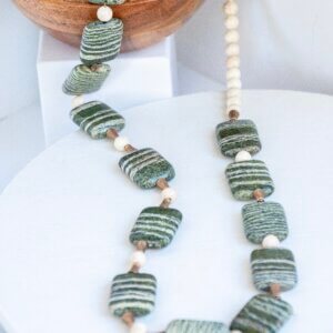 Green Zebra Agate Necklace by MK Designs