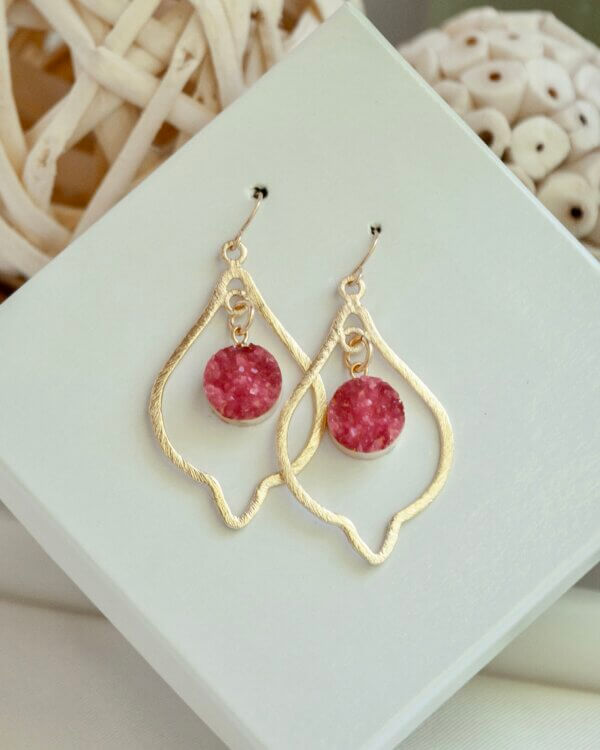 Hot Pink Petal Earrings by MK Designs