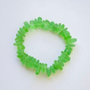 Peridot Green Sea Glass Pebble Bracelet by MK Designs
