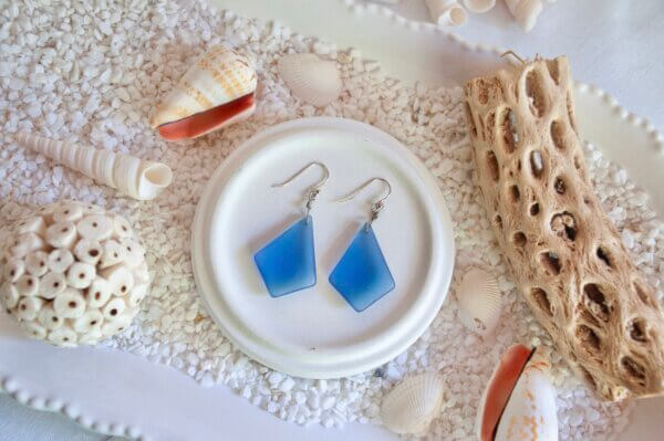 Diamond Sea Glass Earrings by MK Designs