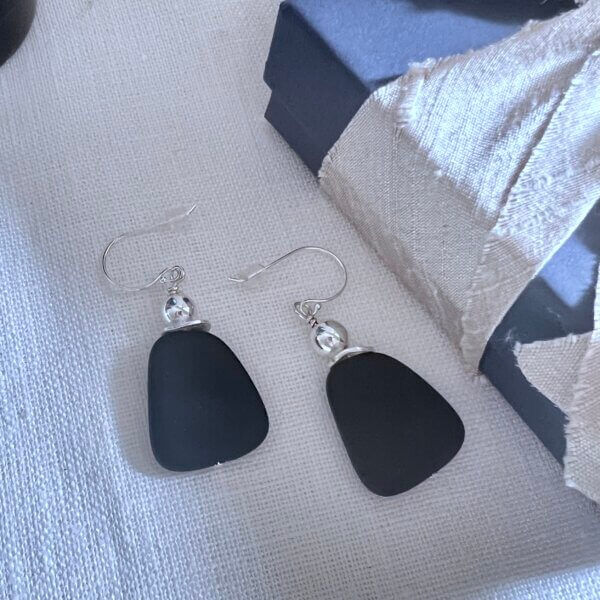 Black Sea Glass Earrings by MK Designs