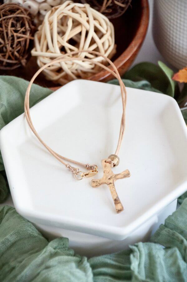 Bronze Cross Pendant Necklace by MK Designs