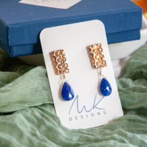 Bronze Blue Drop Earring by MK Designs