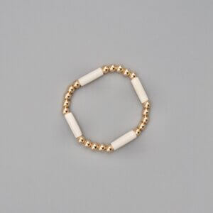 Sparkly Gold and Bone Bracelet by MK Designs